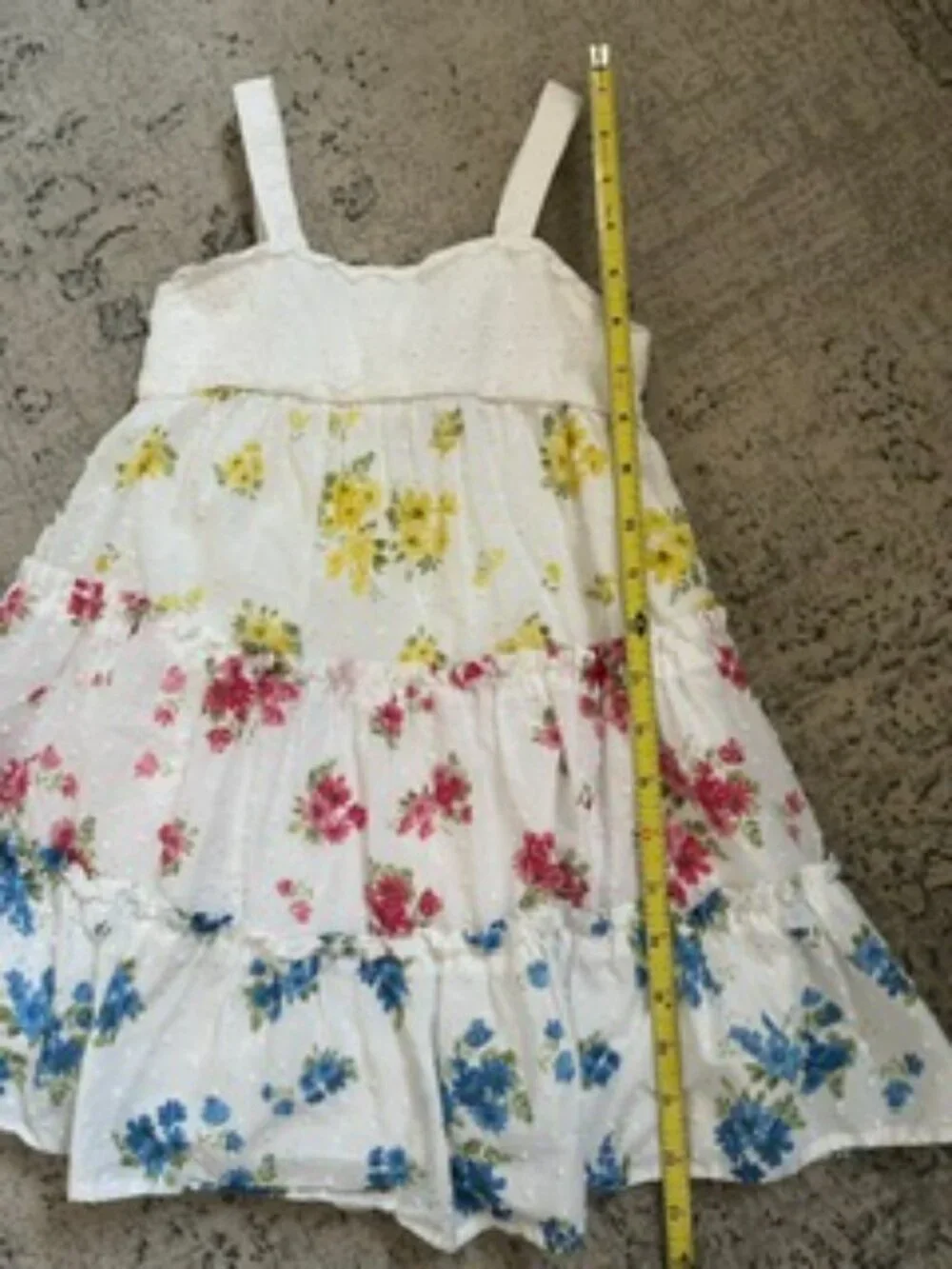🧡3/$15  Zunie Yellow Pink Blue Floral Tiered Dress Girls 5
